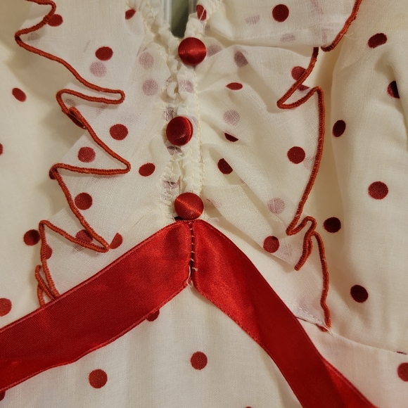 Vintage | Red Polka Dot Ruffle Maxi Dress - Picture 5 of 11